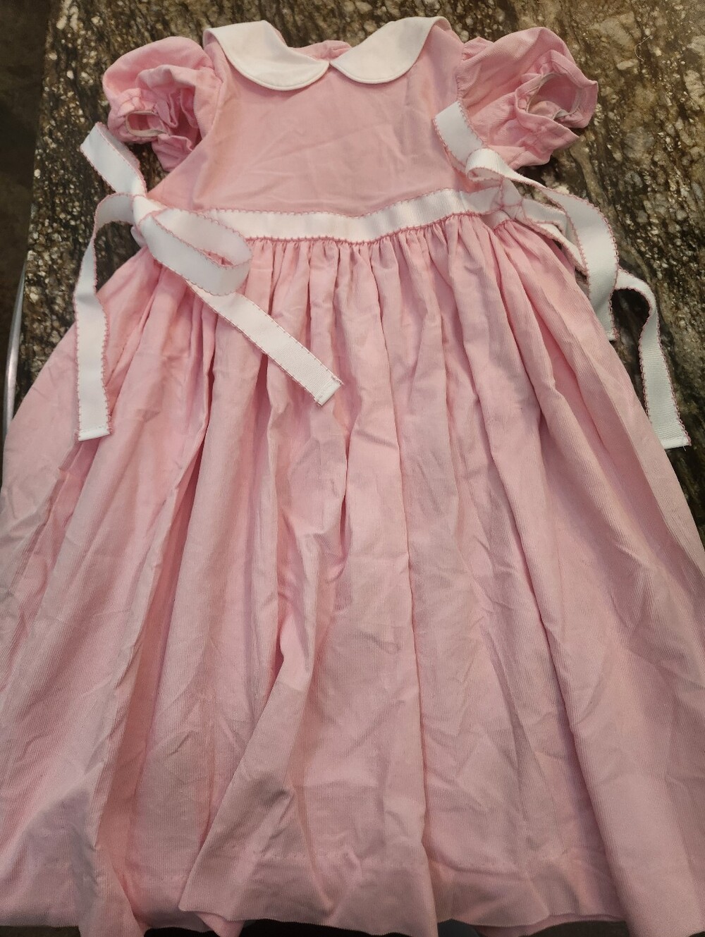 Classic Pink Girls' Party Dress with Peter Pan Collar